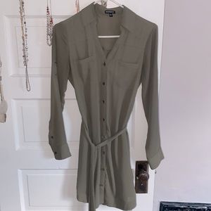 Express long sleeve button up dress